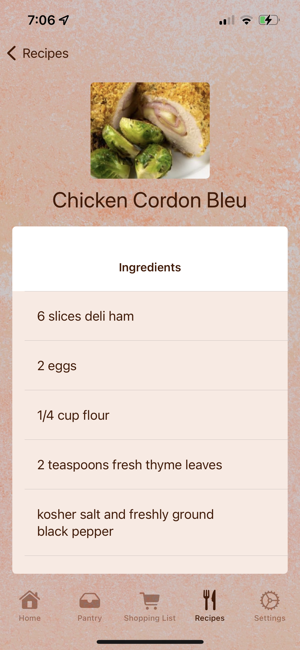 Recipes search ingredients screenshot
