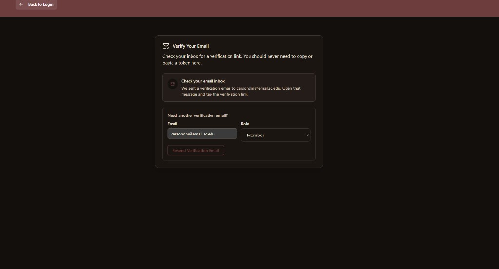 Verify your email screen with resend option