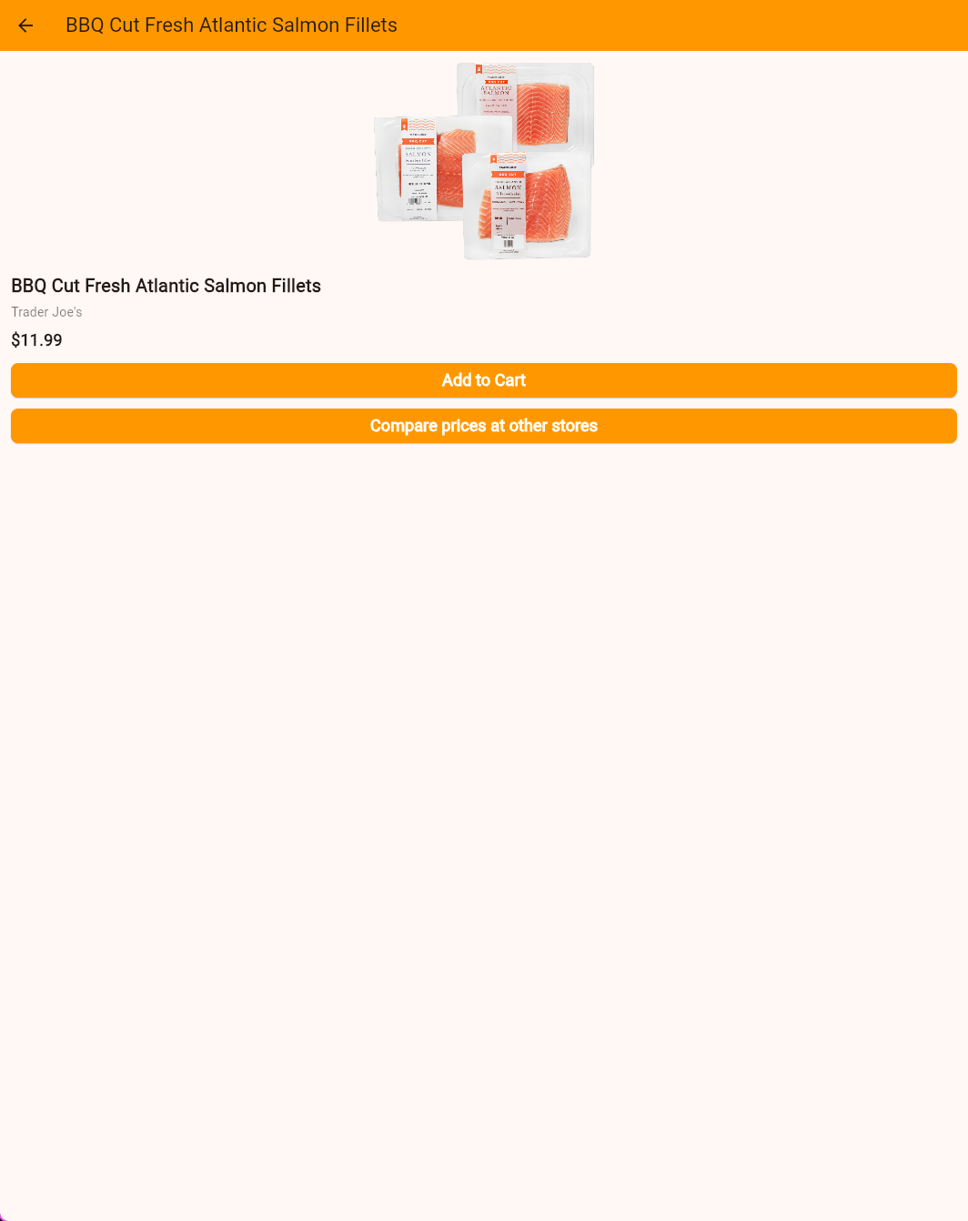 Screenshot of the product page for "BBQ Cut Fresh Atlantic Salmon Fillets"