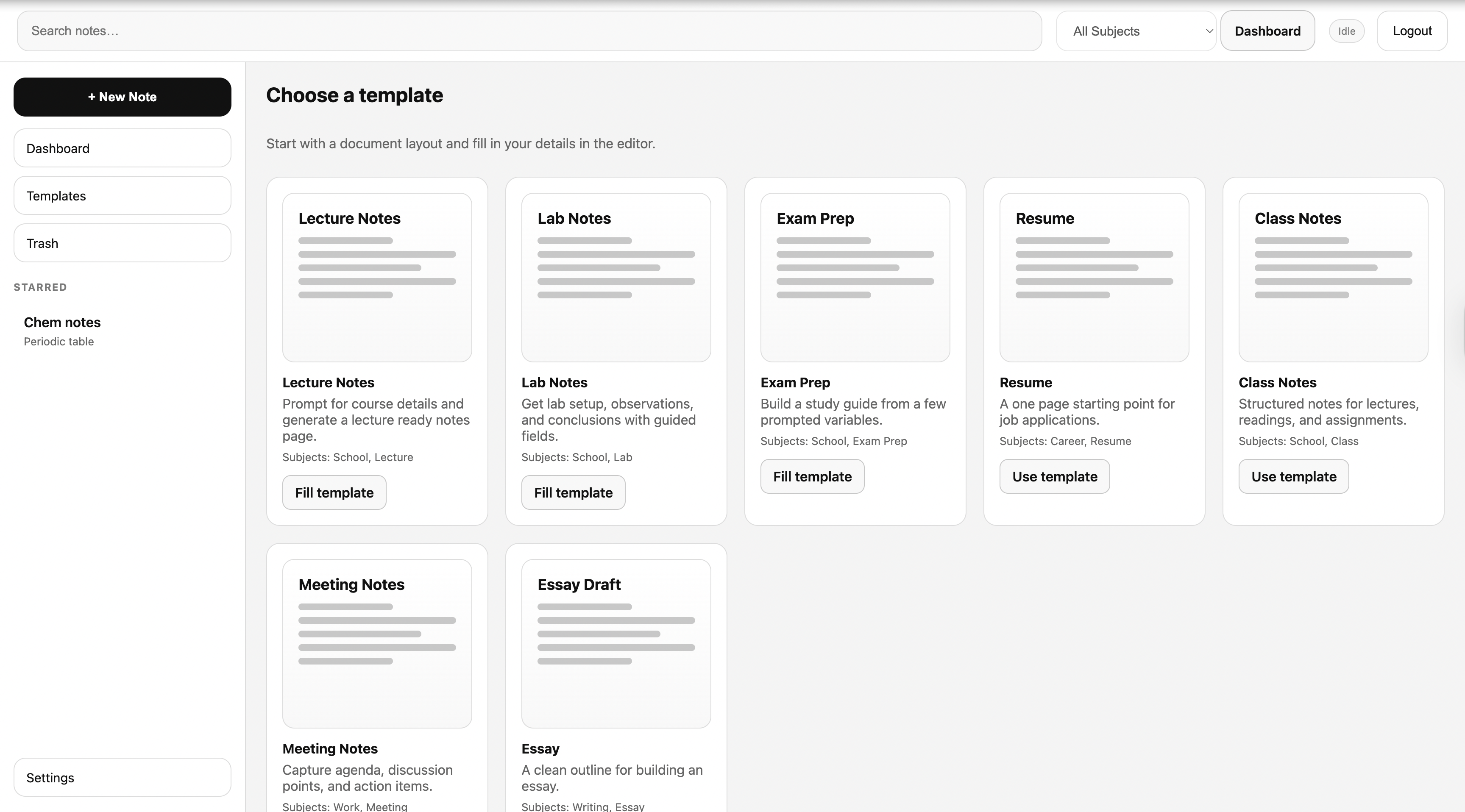 EmberRoost templates page screenshot
