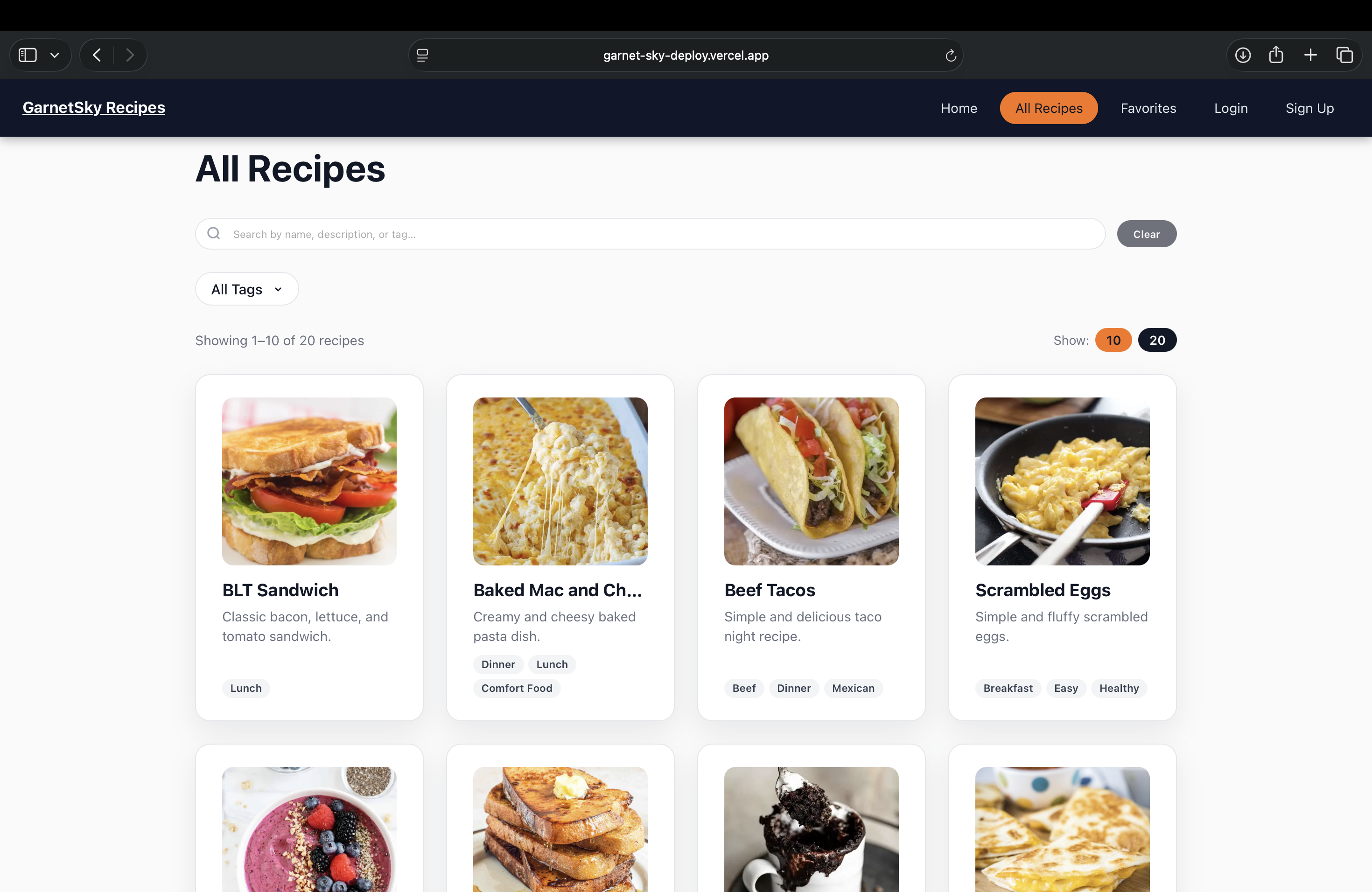 All Recipes page