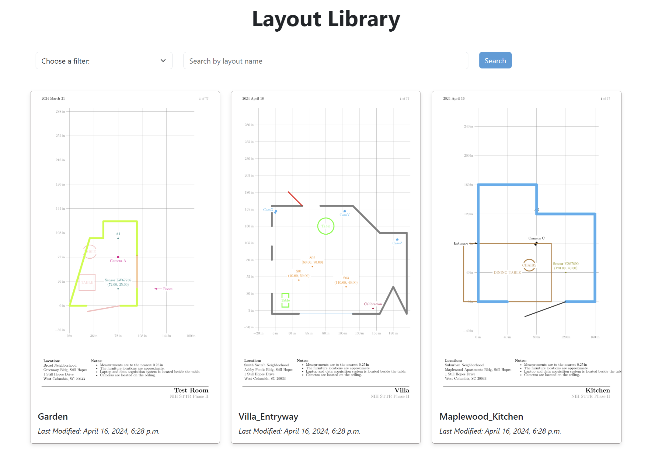 Screenshot of Layout Library page