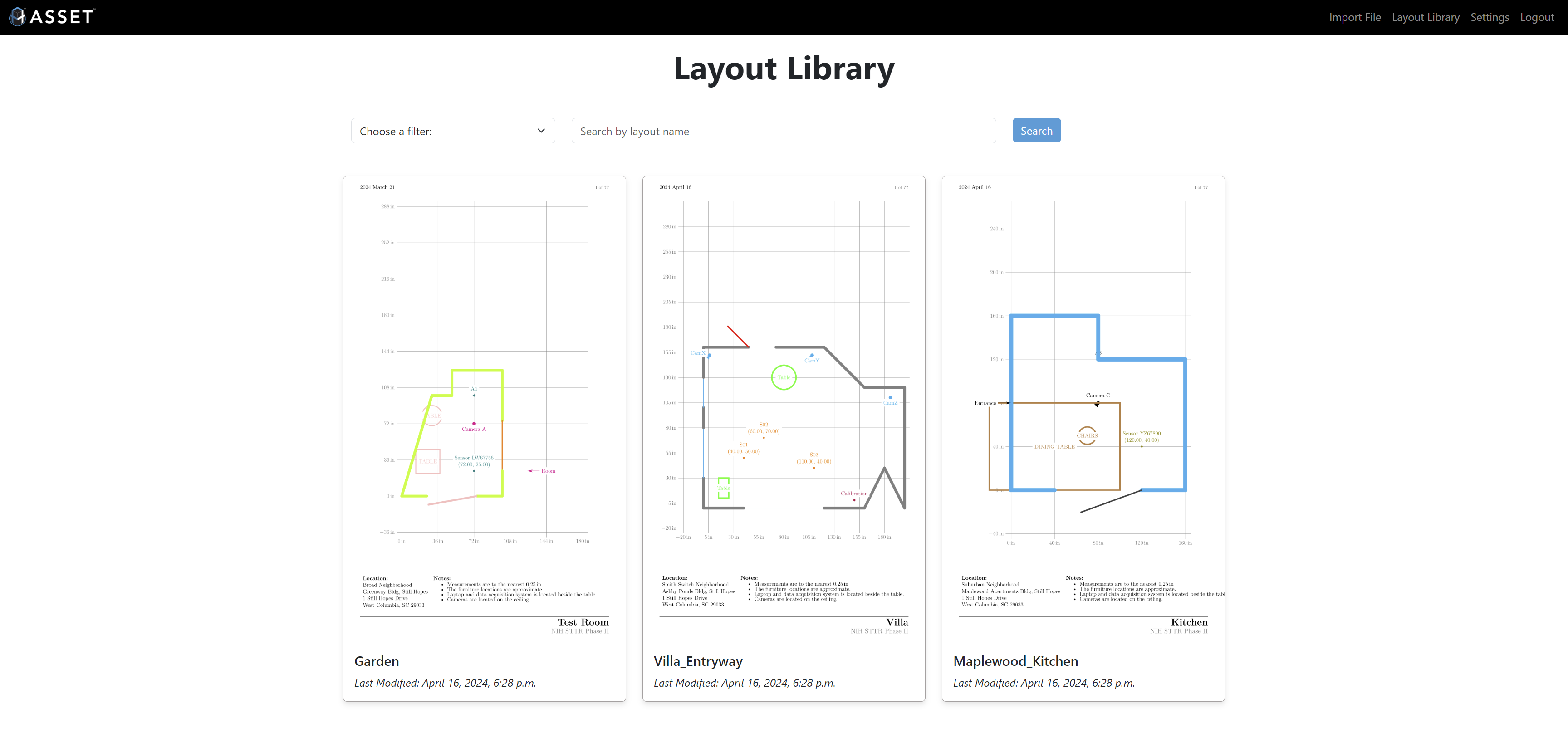 Full screenshot of layout library page