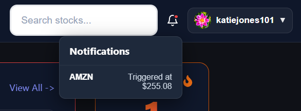 Price alert notification example